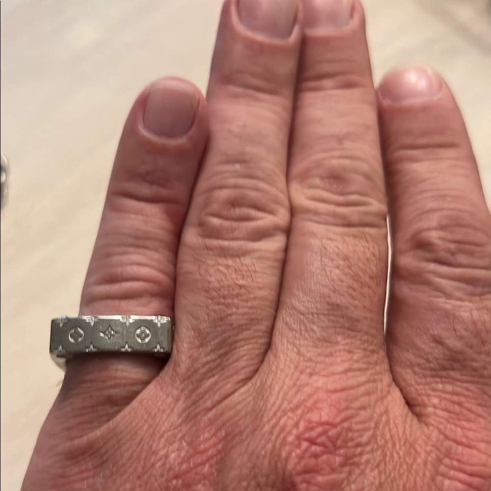 Louis Vuitton Silver Monogram Ring